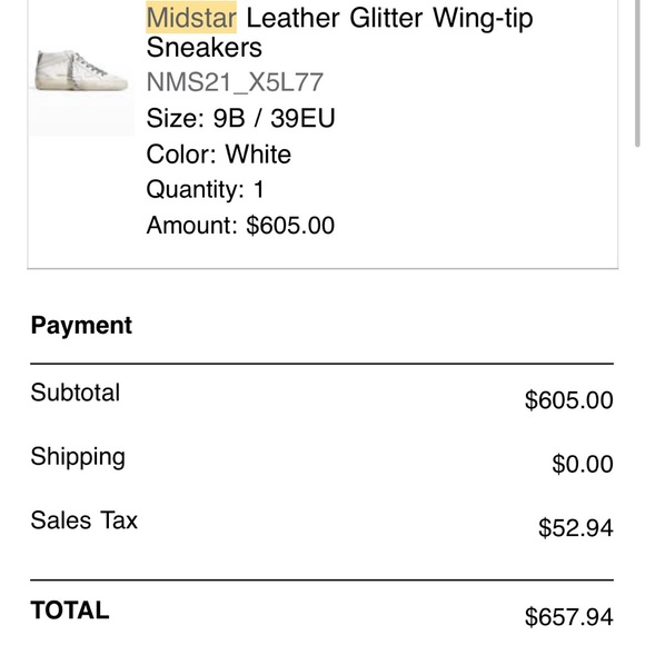 Golden Goose Midstar Wing Tip Glitter Sneakers - Sz 39/9 - Picture 12 of 12